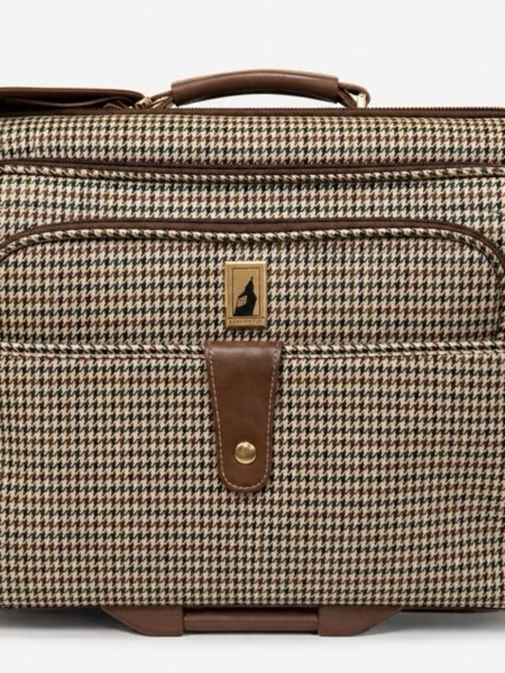London Fog Classic Houndstooth Rolling Carry-On Bag - Brown